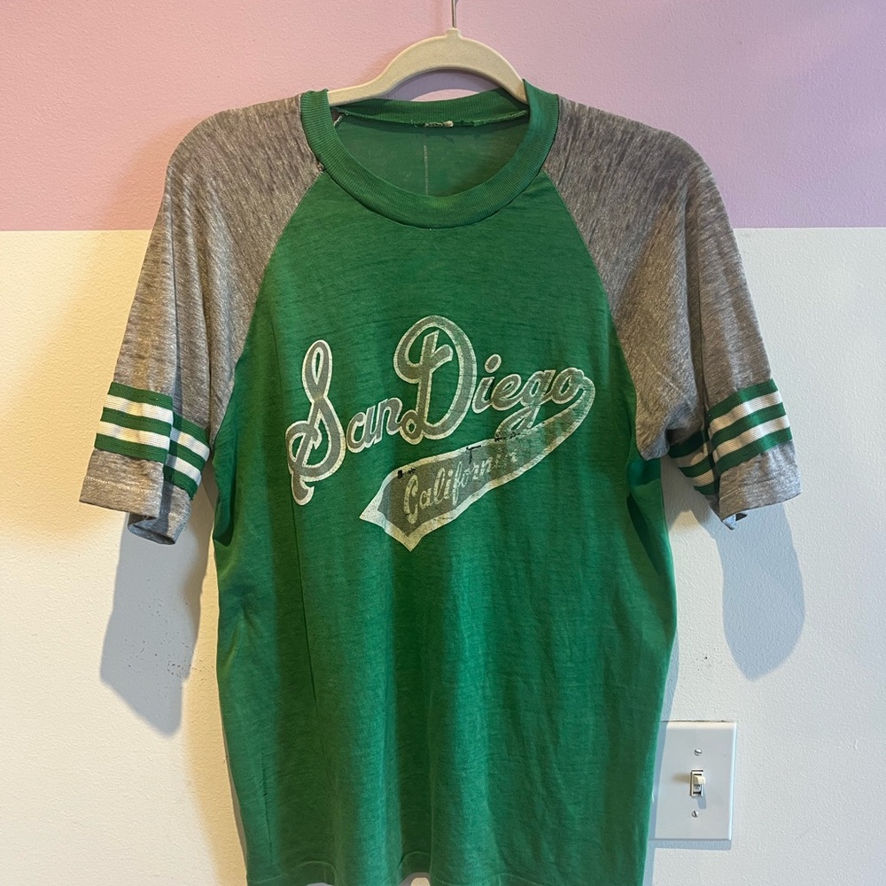 San Diego Vintage Green and Gray Raglan Shirt
